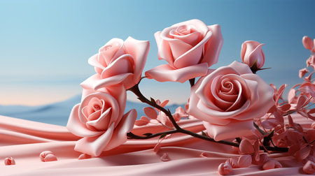 Beautiful banner with rose flowers image, floral concept, screen saver, love storyの素材