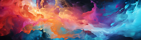 Abstract illustration, colored waves and fancy images, wallpaper, poster, presentation image, art, wallpaper, rainbow conceptの素材