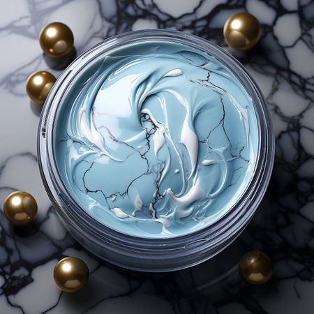 Facial moisturizer in a jar, top view, anti age, face and hand skin care concept, cosmetic product, beauty salonの素材
