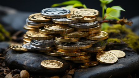 Money tree, symbol of success, wealth and abundance, coin and plant image, banking and insurance concept, postcardの素材