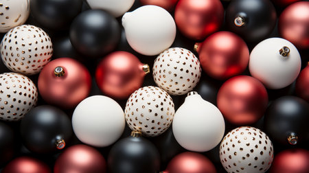 Beautiful different Christmas tree toys, new year decoration, celebration concept, vacationの素材