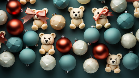 Beautiful different Christmas tree toys, new year decoration, celebration concept, vacationの素材
