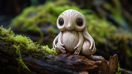 Mystical wild strange fairy tale creature in the woods, illustration for a book of fairy tales for children, postcardの素材