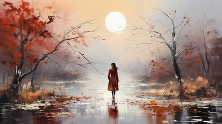 Nature's Drama: Late Fall Transitions to Winter with the First Snow and Stormy Skies, wallpaperの素材