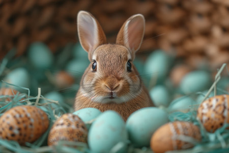 A Fluffy Bunny Stands Guard Over the Mottled Beauty of Easter's Promise, Postcardの素材
