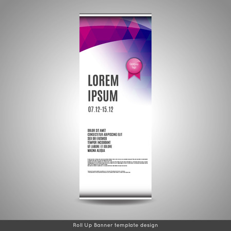 Roll Up banner template design with striped background.のイラスト素材
