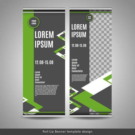 Roll Up banner template design with striped pattern.のイラスト素材