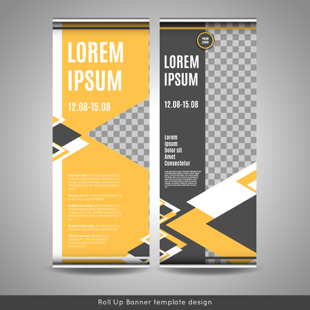 Roll Up banner template design with striped background.のイラスト素材