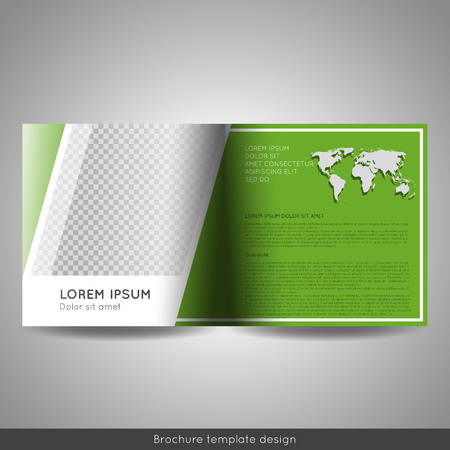 Bi fold square business or educational brochure template design. Stock vector.のイラスト素材
