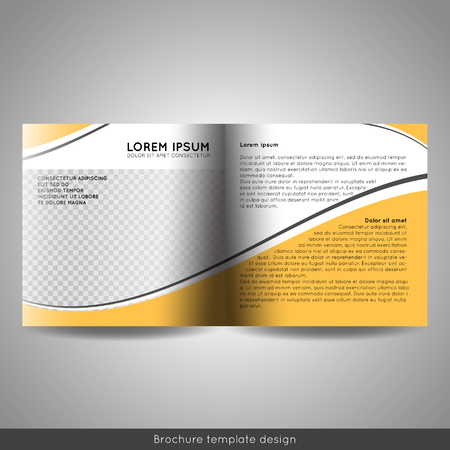Bi fold square business or educational brochure template design. Stock vector.のイラスト素材