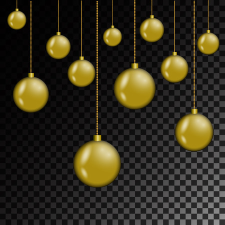 Golden Christmas balls set.のイラスト素材