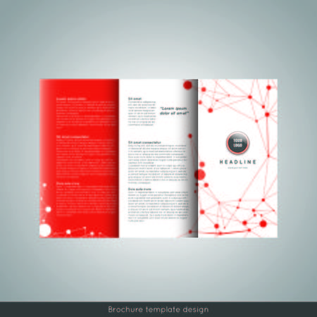 Corporate trifold brochure template design. Connection abstract background. With world map infographic element and place for photoのイラスト素材