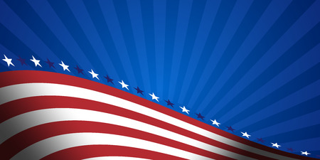 Holiday USA background with patriotic american signs - flag, stars and stripes.のイラスト素材