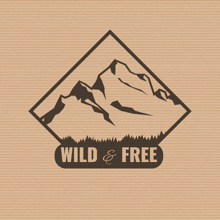 Mountain vintage style logotype design. Label or badge.のイラスト素材