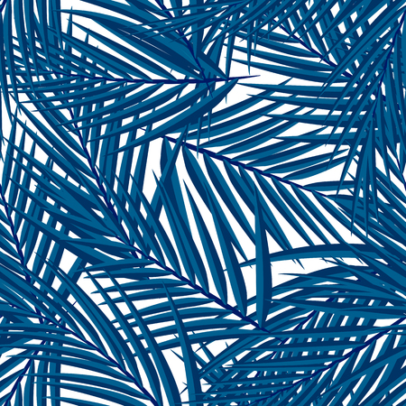 Beautiful seamless vector floral summer pattern background with tropical palm leaves. Perfect for wallpapers, web page backgrounds, surface textures, textile.のイラスト素材