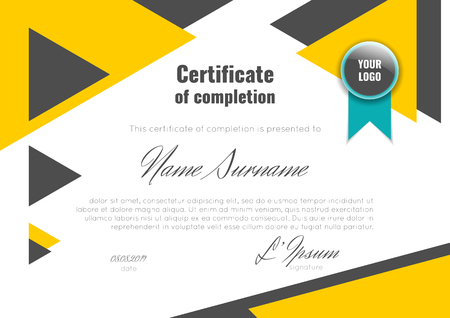 Certificate of achievement (completion, appreciation, graduation, diploma or award) with connection abstract background.のイラスト素材