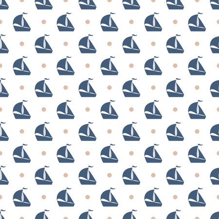 Boat and dot seamless abstract pattern background. Stock vector.のイラスト素材