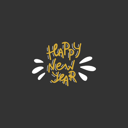 Happy New Year. Hand drawn letteringのイラスト素材
