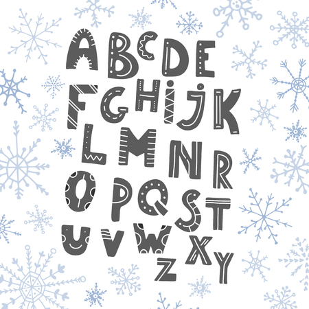 Hand drawn cartoon funny alphabetのイラスト素材