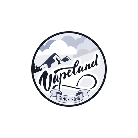 Vapeland lettering logo design. Can be used for print, label, emblem, badge, tagのイラスト素材