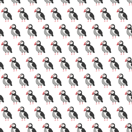 Atlantic puffin seamless pattern. Fabric background, apparel, linen, wrapping Stock vectorのイラスト素材
