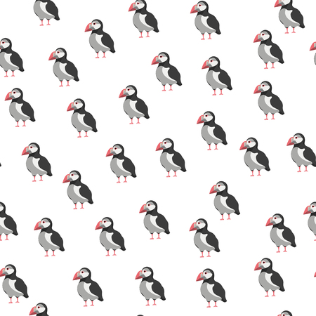 Atlantic puffin seamless pattern. Fabric background, apparel, linen, wrapping Stock vectorのイラスト素材