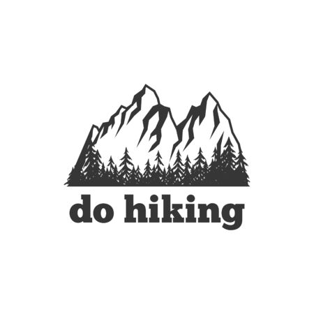Do hiking. Mountain adventures logo or stamp, pin or emblem, t-shirt print designのイラスト素材