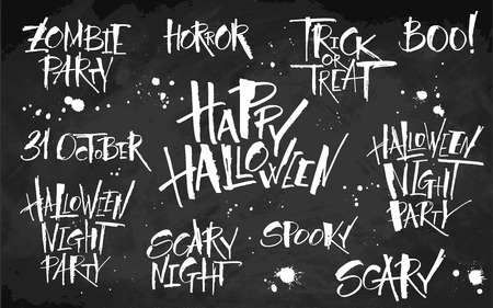Halloween lettering set on blackboard backgroundのイラスト素材