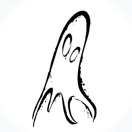 Hand drawn ghost isolated on white backgroundのイラスト素材