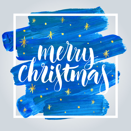 Merry Christmas lettering, vector illustrationのイラスト素材