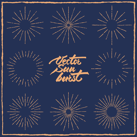 Vintage sunburst collectionのイラスト素材