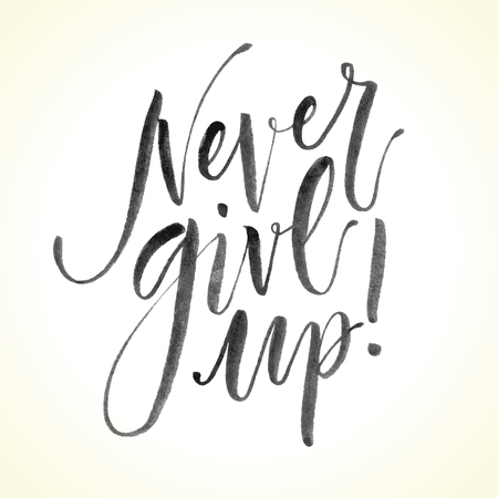 Never Give Up. Hand drawn inspirational quote.のイラスト素材