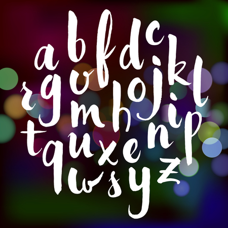 Vector hand drawn alphabet on bokeh backgroundのイラスト素材