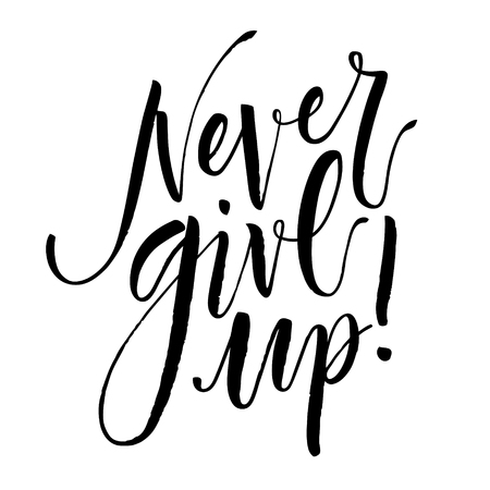Never Give Up. Hand drawn inspirational quote.のイラスト素材