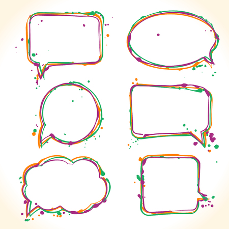 Hand drawn colorful bubble speechのイラスト素材