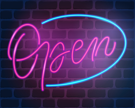 Open. Neon signのイラスト素材