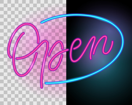 Open. Neon signのイラスト素材