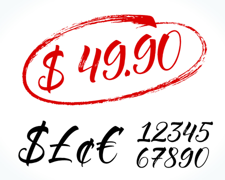 Numbers and currency letteringのイラスト素材