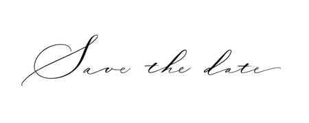 Save the Date lettering. Handwritten modern calligraphy, brush painted letters. Vector illustration. Template for poster, flyer, greeting card, invitation and various design productsのイラスト素材