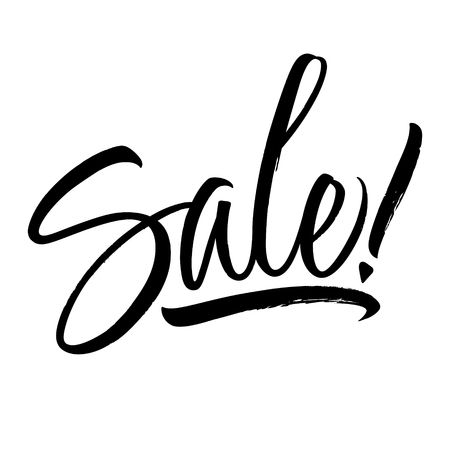 Sale lettering. Handwritten modern calligraphy, brush painted letters. Inspirational text, vector illustration. Template for banner, poster, flyer, greeting card, web design or photo overlayのイラスト素材