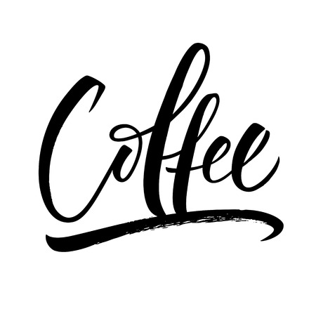 Coffee lettering. Handwritten modern calligraphy, brush painted letters. Vector illustration. Template for poster, flyer, greeting card, invitation and various design productsのイラスト素材