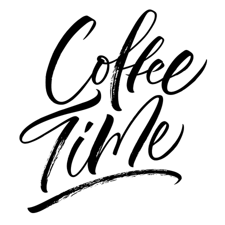 Coffee Time lettering. Handwritten modern calligraphy, brush painted letters. Vector illustration. Template for poster, flyer, greeting card, invitation and various design productsのイラスト素材
