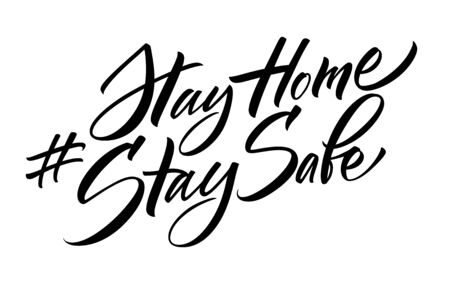 Stay Home Stay Safe hashtag letteringのイラスト素材