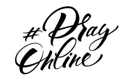 Pray Online hashtag letteringのイラスト素材