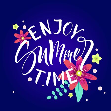 Summer lettering with flowersのイラスト素材