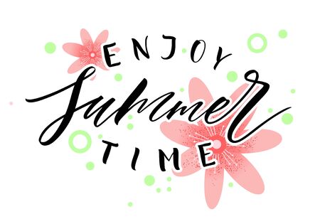 Summer lettering with flowersのイラスト素材