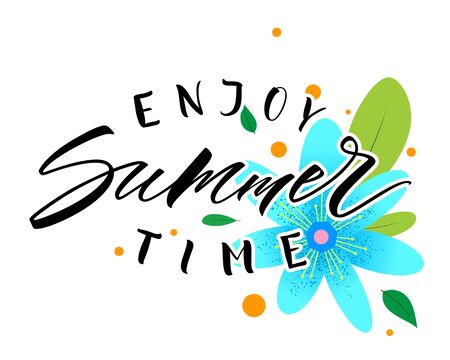 Summer lettering with flowersのイラスト素材