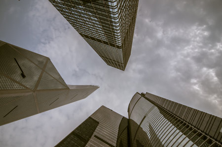 magnificent skyscrapers of hong kong along victoria harborの写真素材