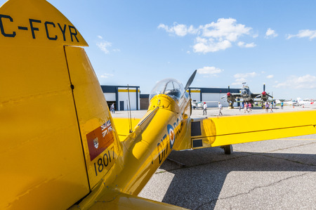 The de Havilland Canada DHC-1 Chipmunk is a tandem, two-seat, single-engined primary trainer aircraft which was the standard primary trainer for the Royal Canadian Air Force, Royal Air Force and several other air forces through much of the post-Second Worのeditorial素材