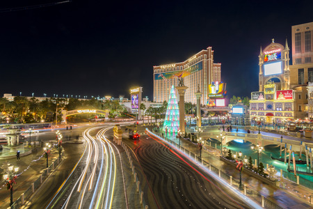Illuminated street and glowing light at las vegas stripのeditorial素材